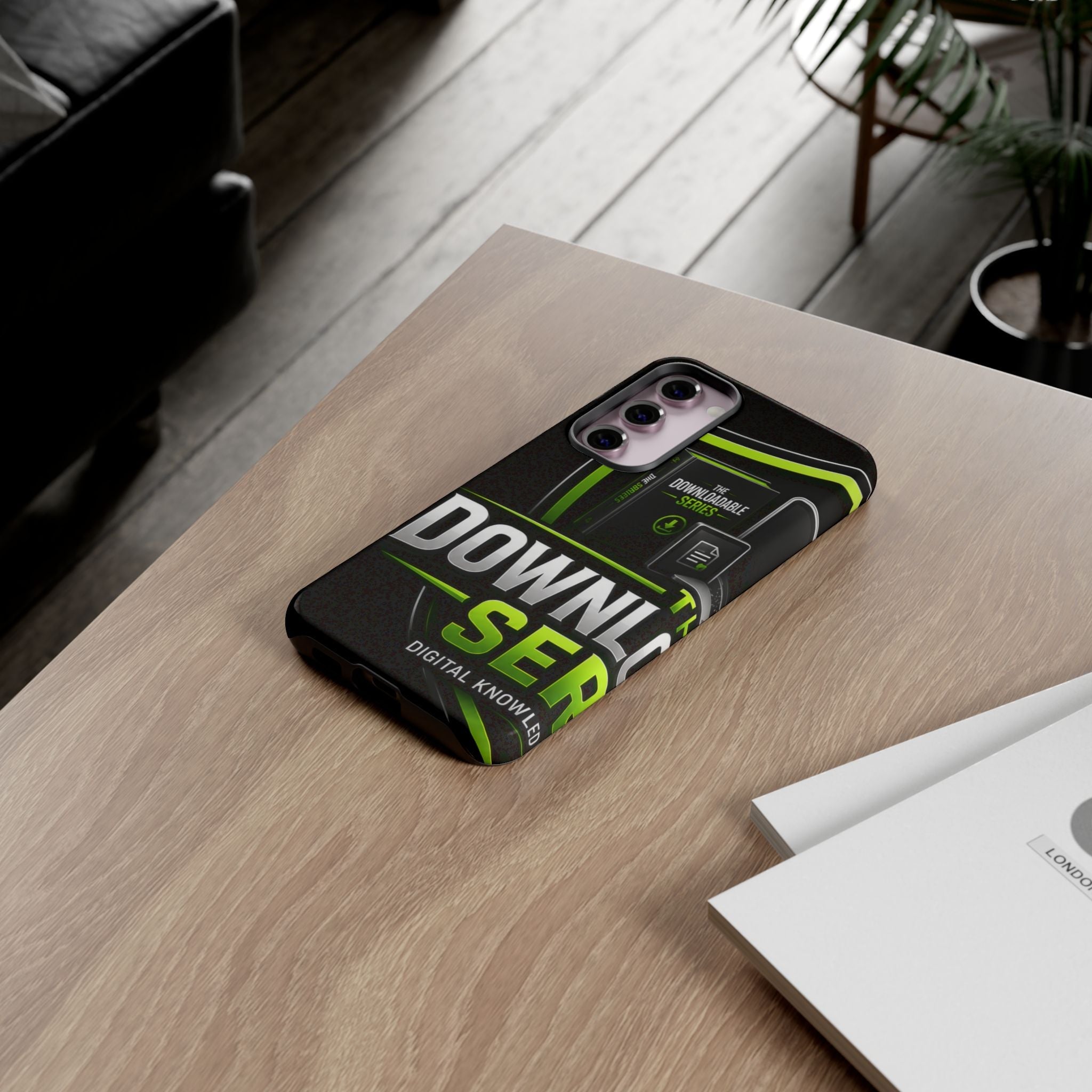 Downloadeable Series Tough Phone Case – Protective Black Graphic Cover