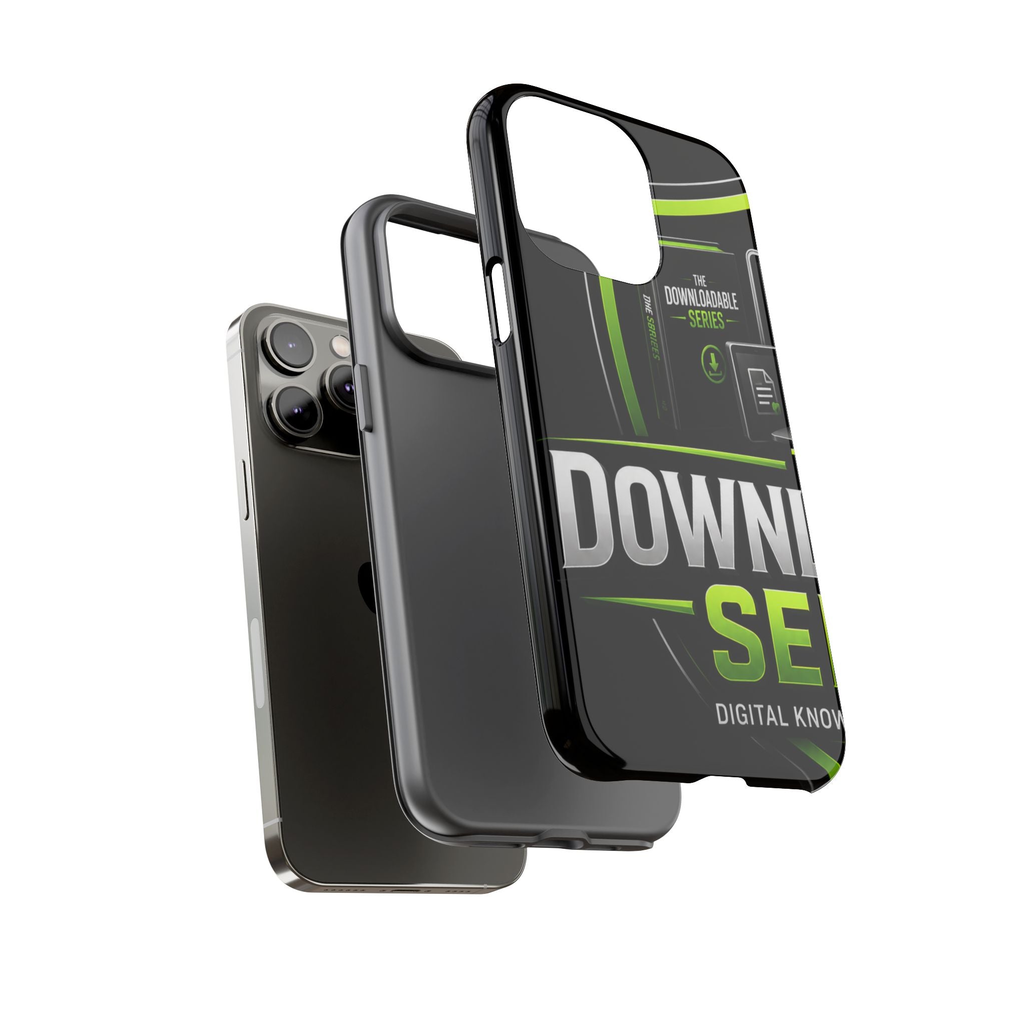 Downloadeable Series Tough Phone Case – Protective Black Graphic Cover