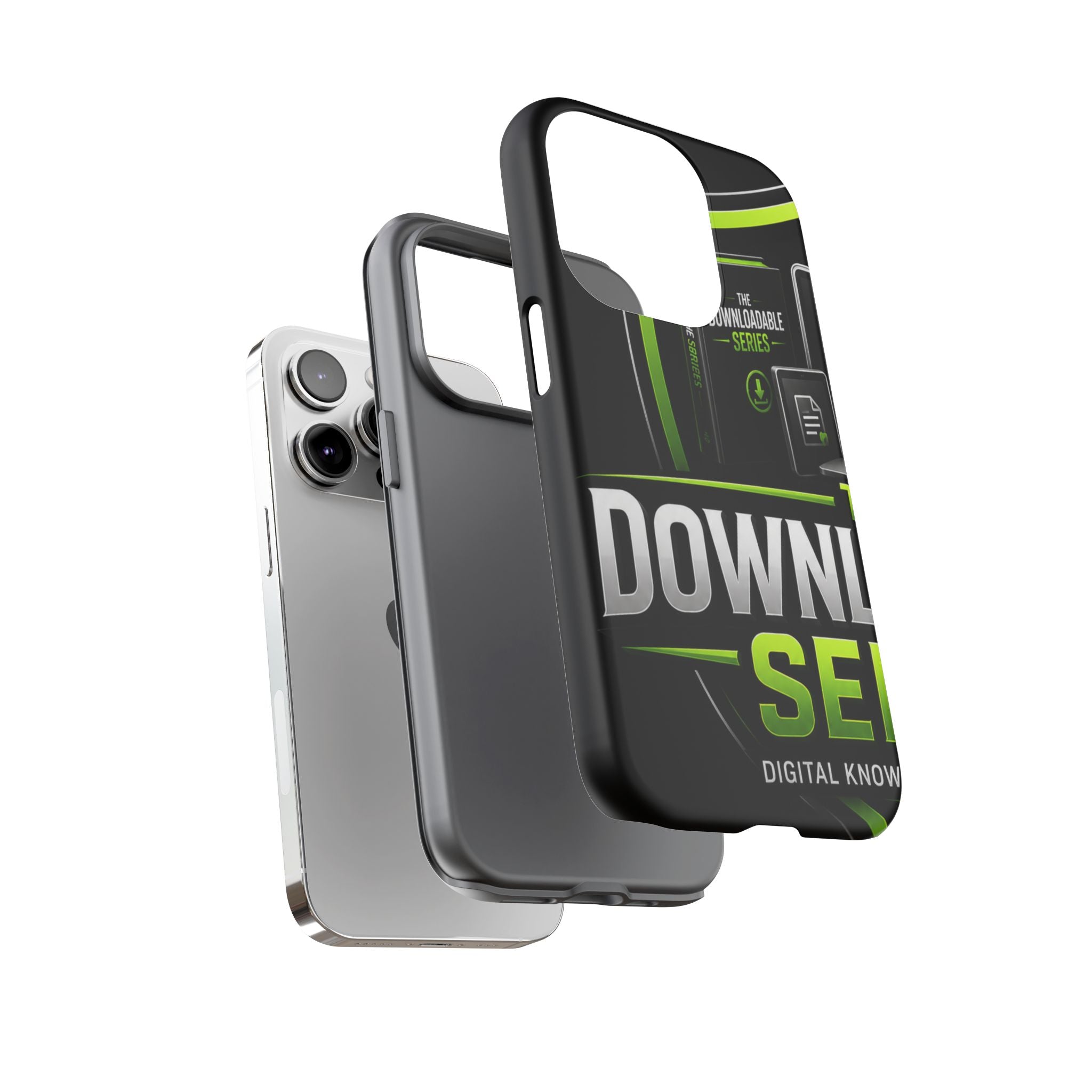 Downloadeable Series Tough Phone Case – Protective Black Graphic Cover