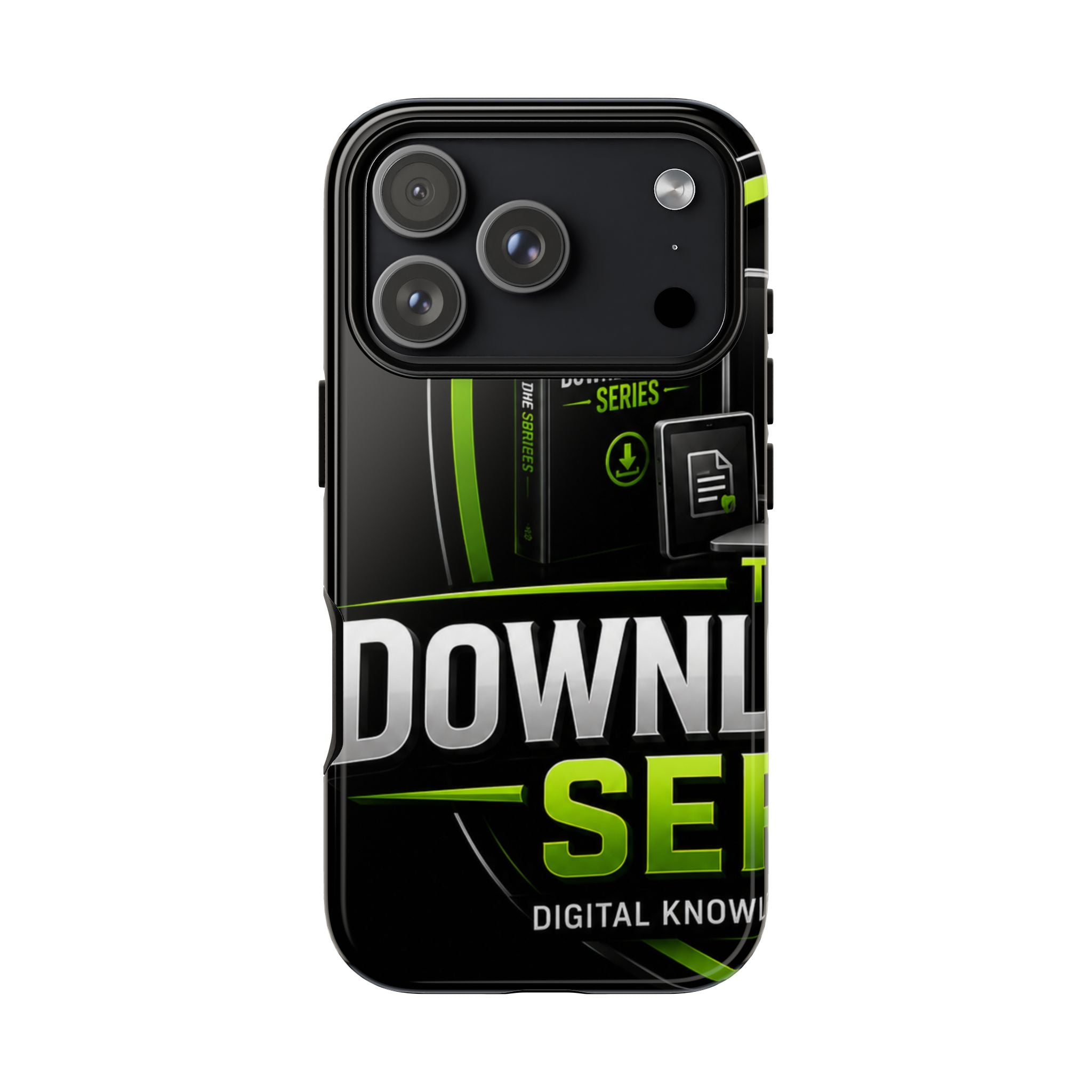 Downloadeable Series Tough Phone Case – Protective Black Graphic Cover