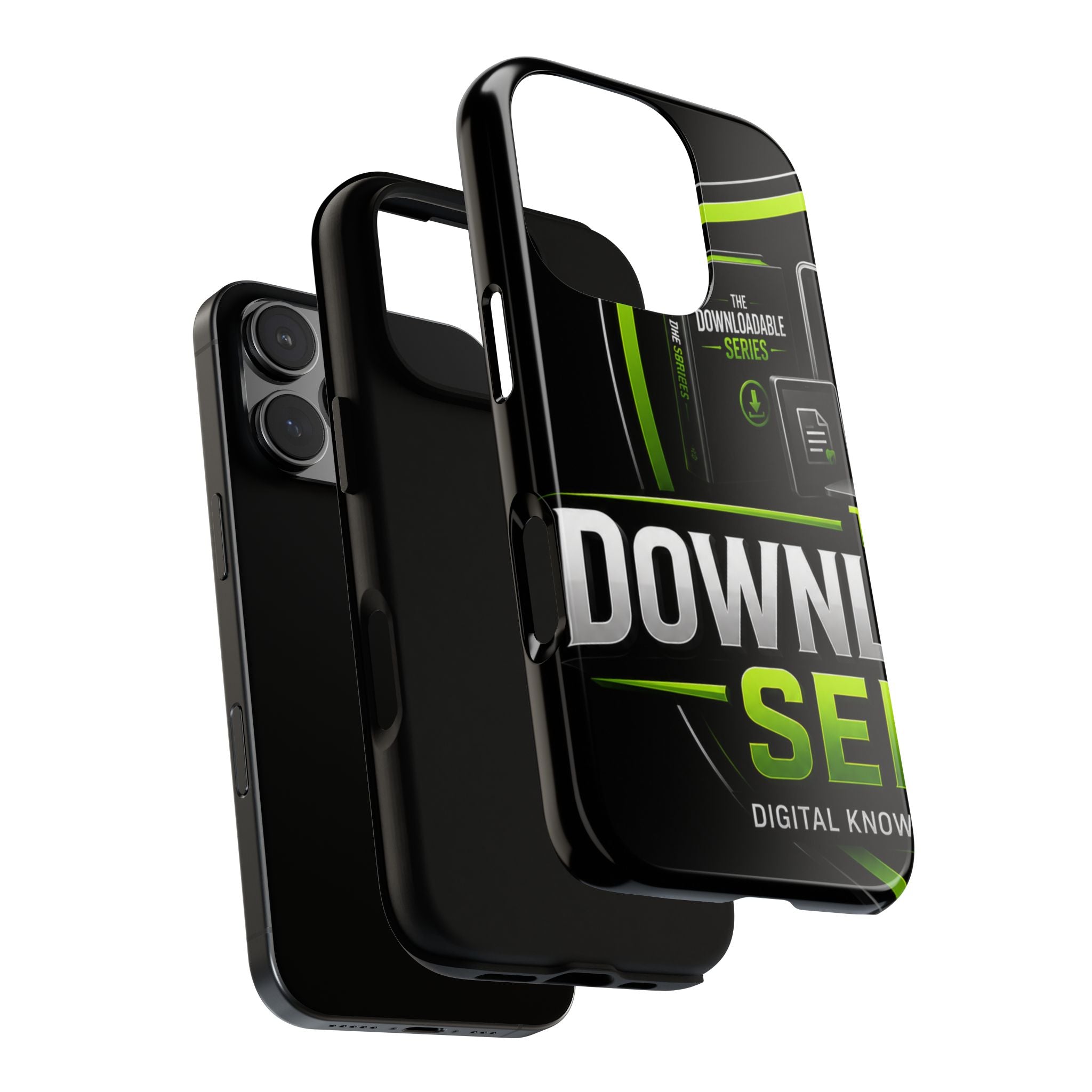Downloadeable Series Tough Phone Case – Protective Black Graphic Cover