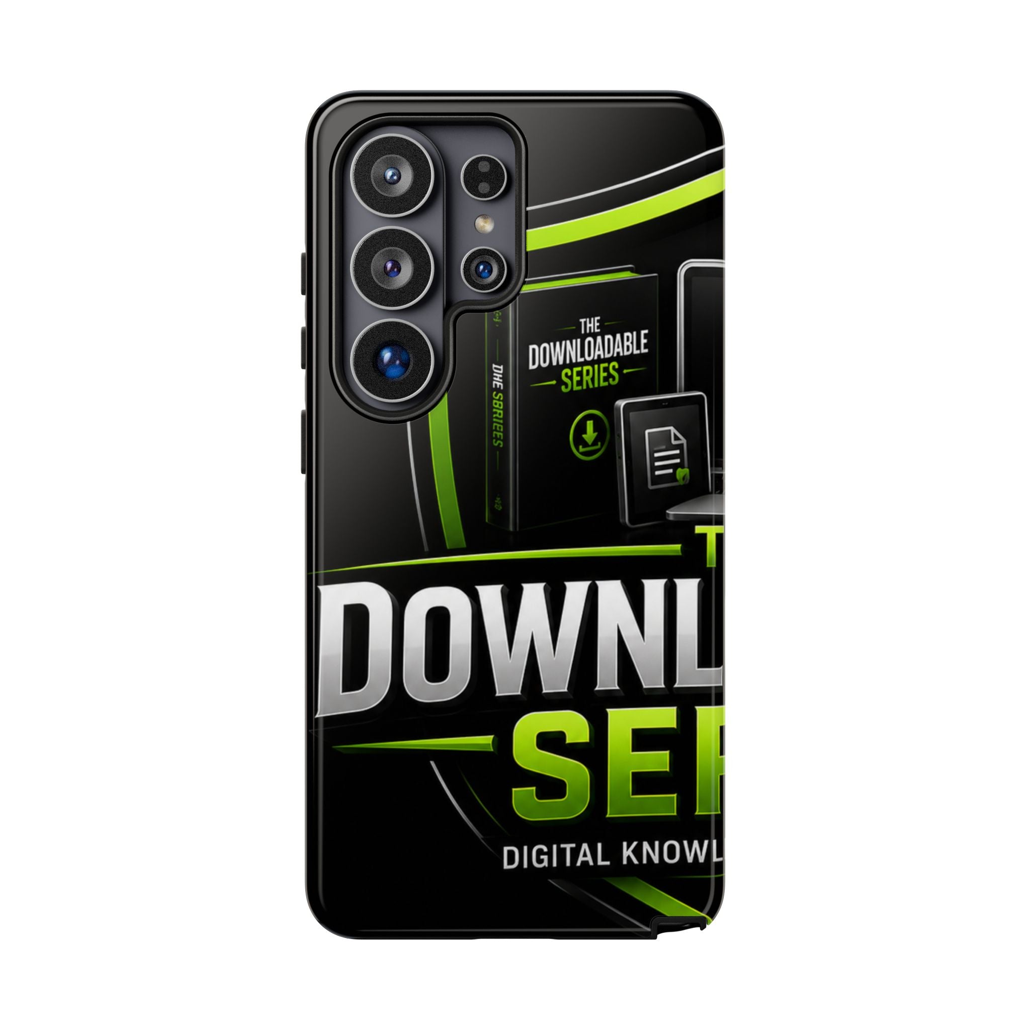 Downloadeable Series Tough Phone Case – Protective Black Graphic Cover