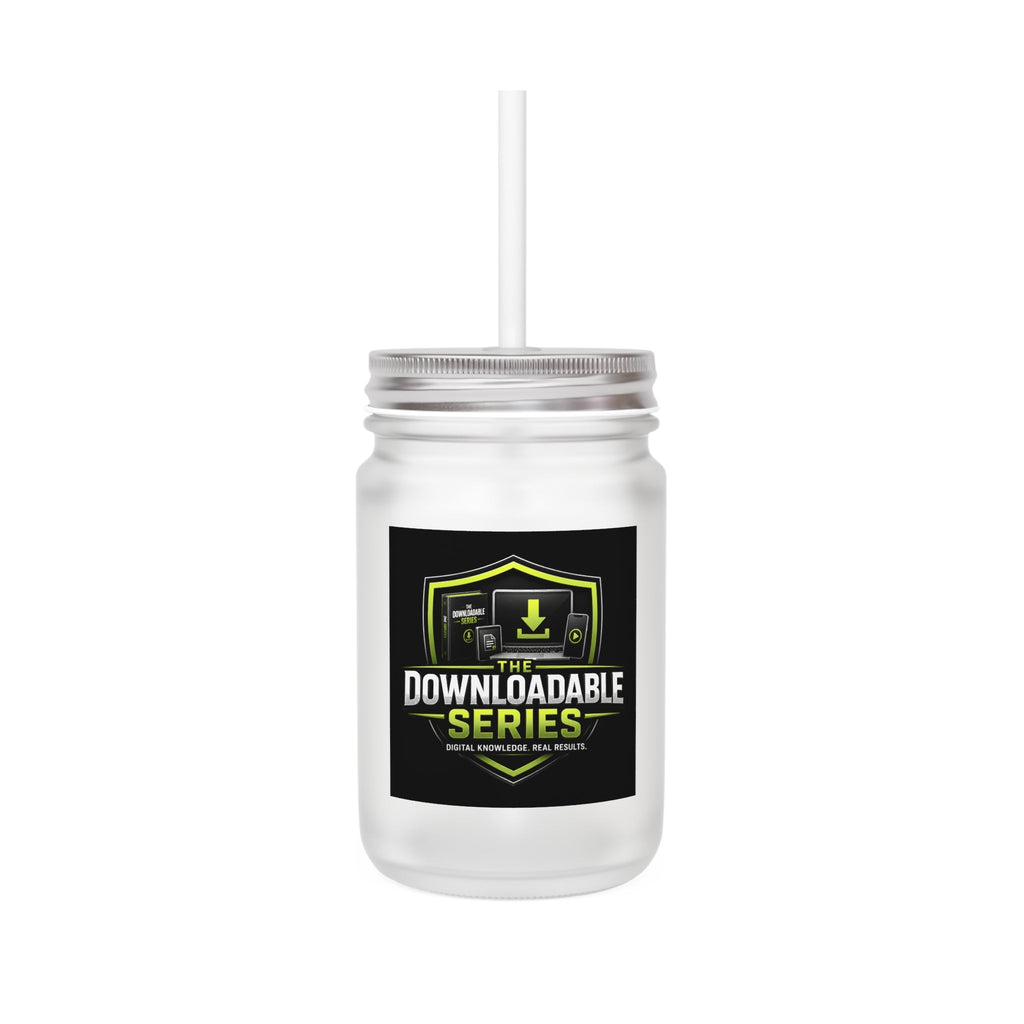 Downloadable Series Mason Jar Tumbler — Branded Drinkware with Straw