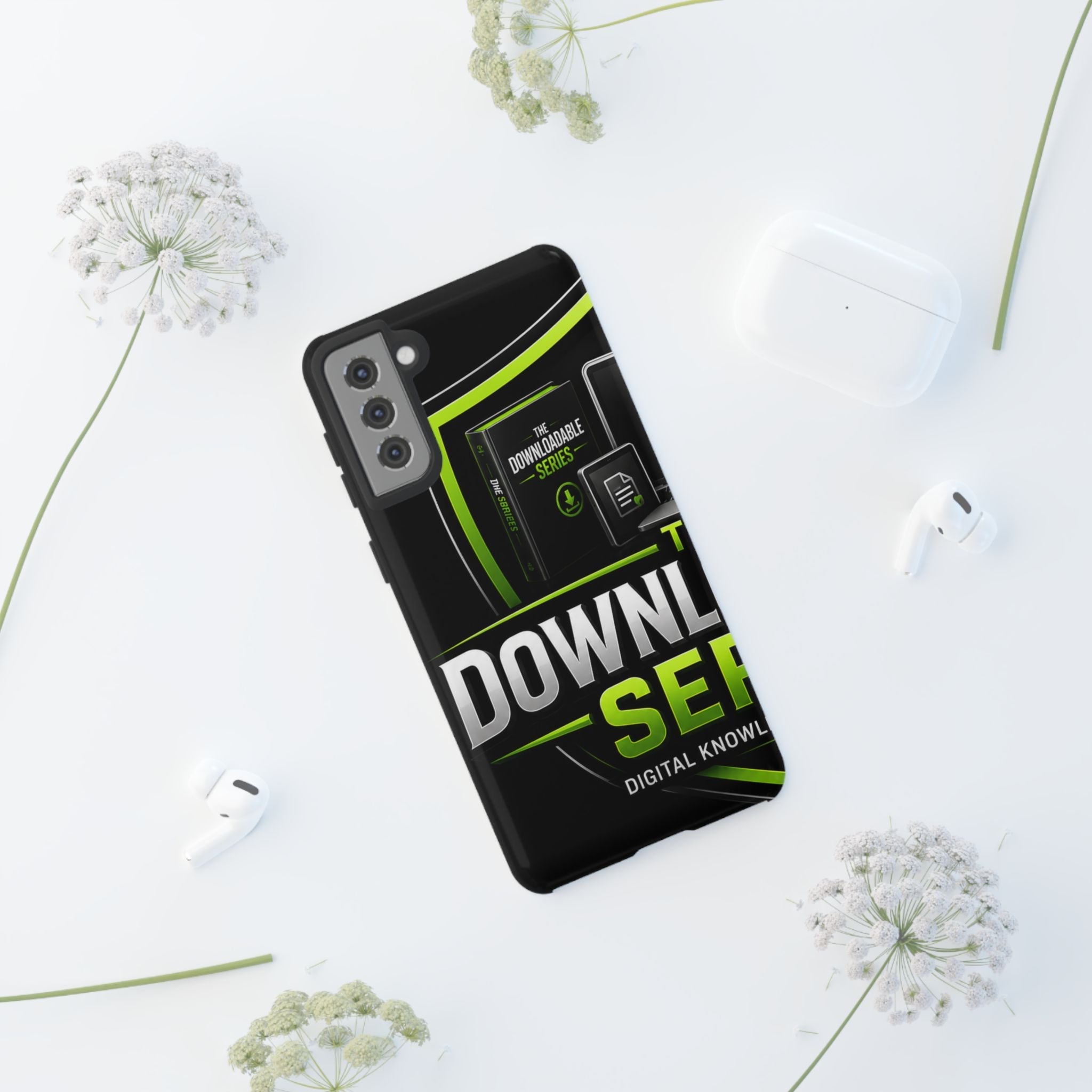 Downloadeable Series Tough Phone Case – Protective Black Graphic Cover