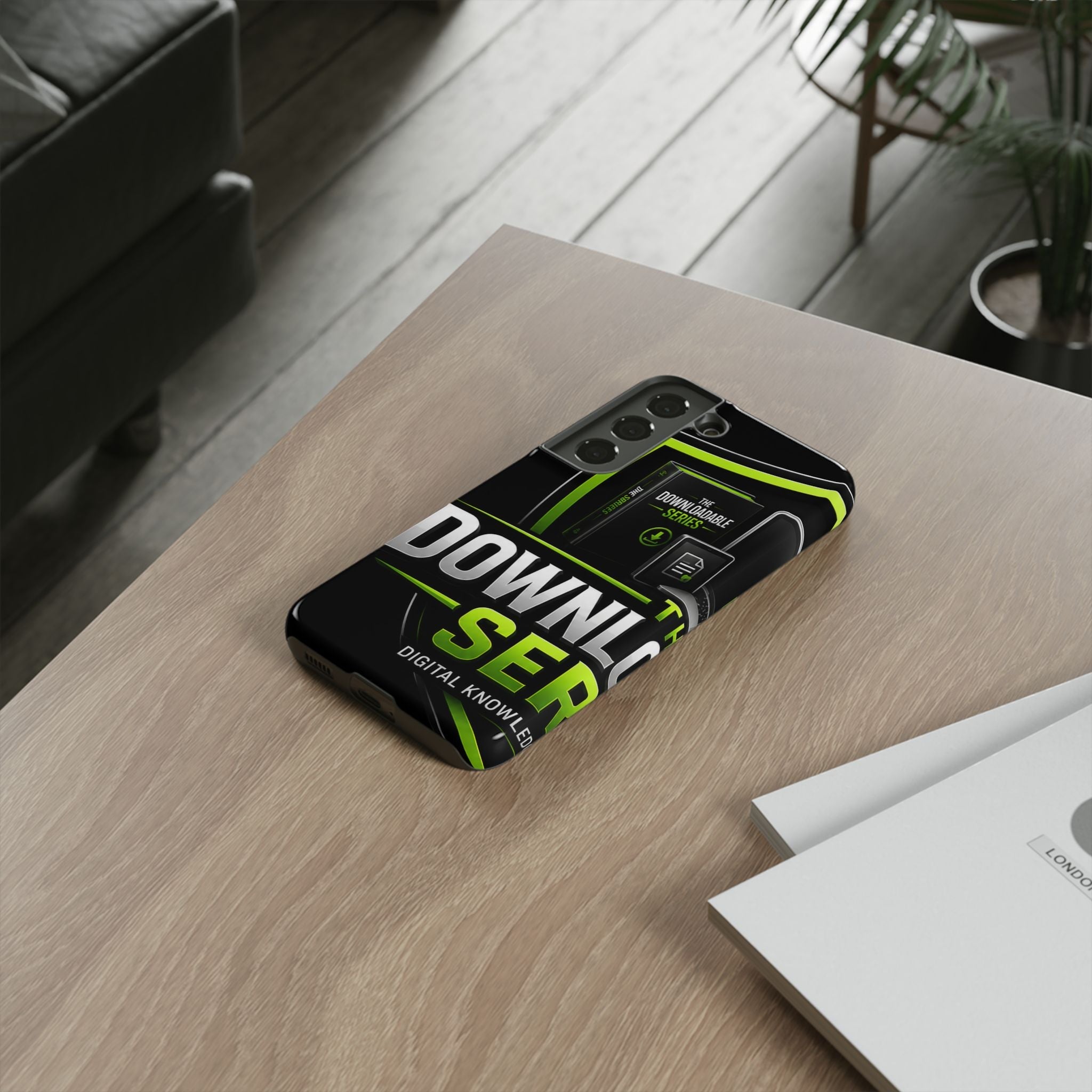 Downloadeable Series Tough Phone Case – Protective Black Graphic Cover