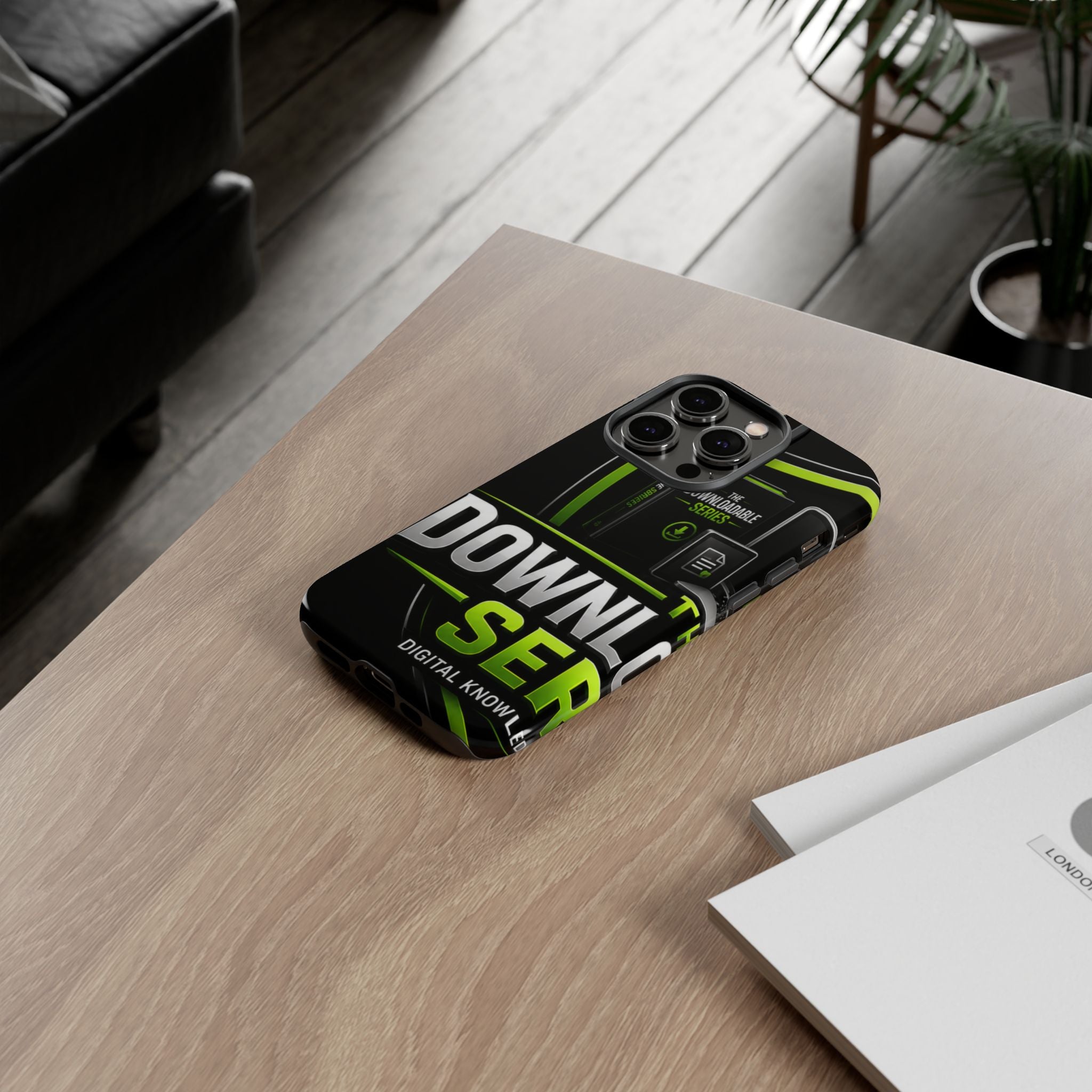 Downloadeable Series Tough Phone Case – Protective Black Graphic Cover