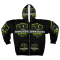 The Downloadable Series Zip Hoodie — Black & Neon Green Logo Hoodie
