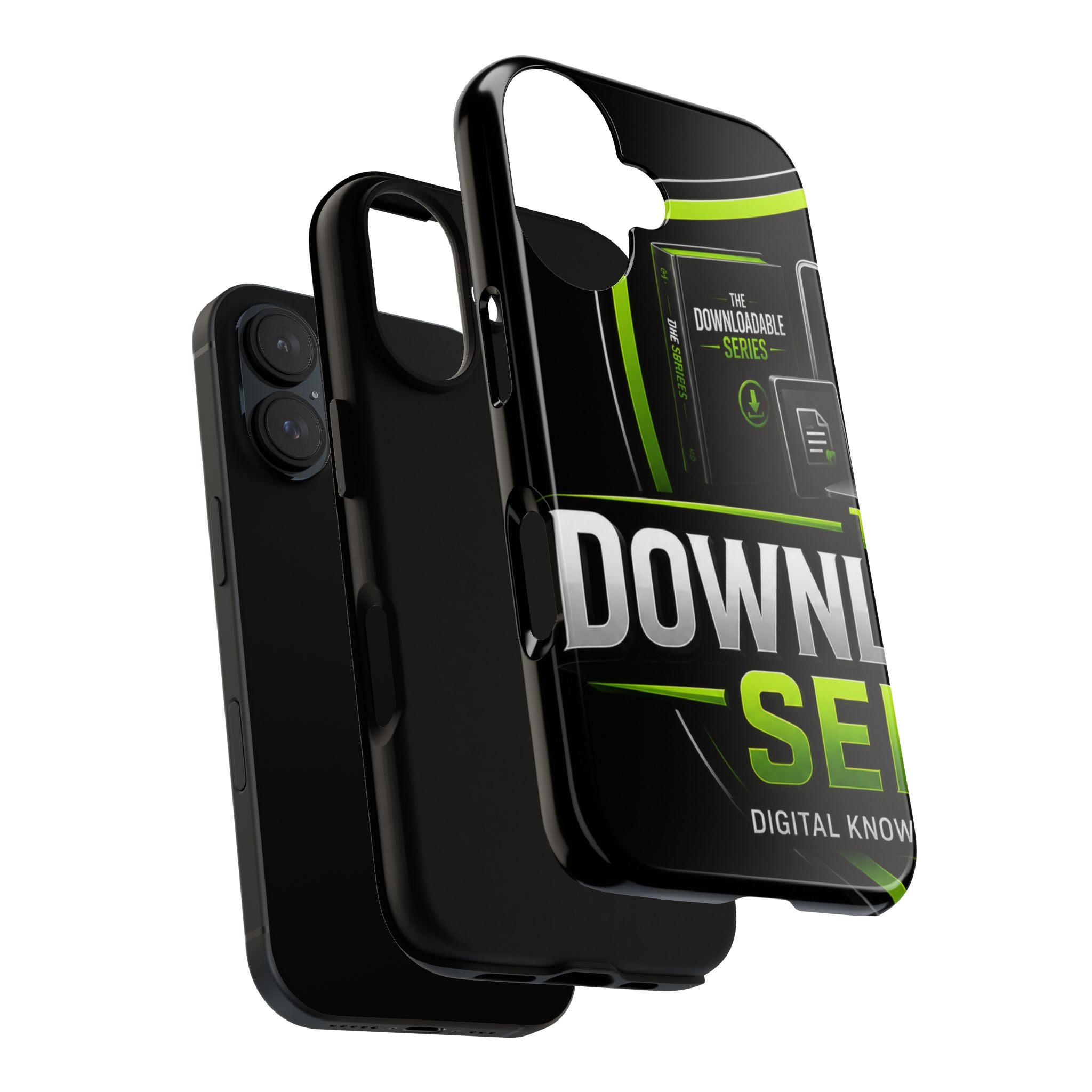 Downloadeable Series Tough Phone Case – Protective Black Graphic Cover