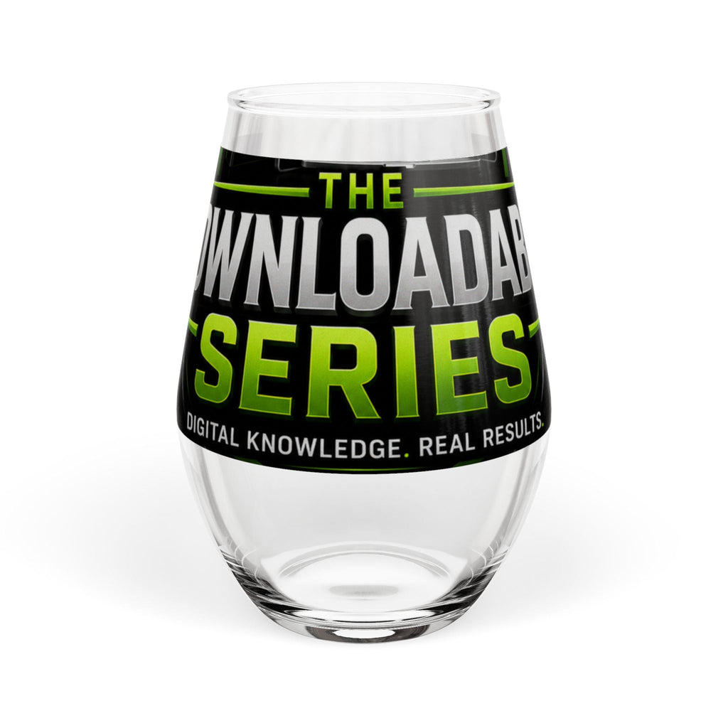 Stemless Wine Glass – 'Downloaded Series' Neon Logo Glass (11.75 oz)