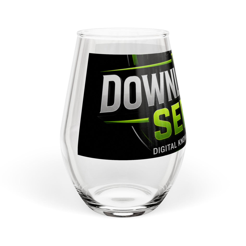 Stemless Wine Glass – 'Downloaded Series' Neon Logo Glass (11.75 oz)
