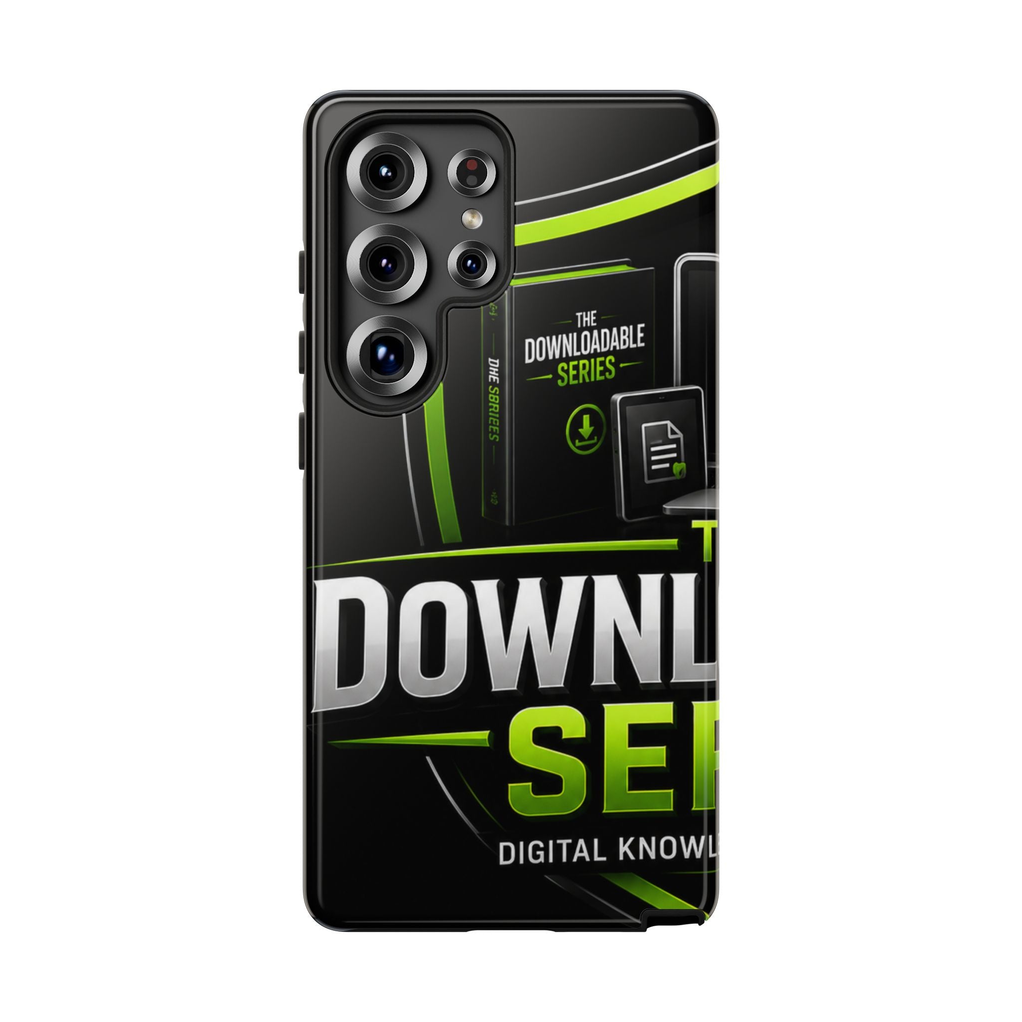 Downloadeable Series Tough Phone Case – Protective Black Graphic Cover