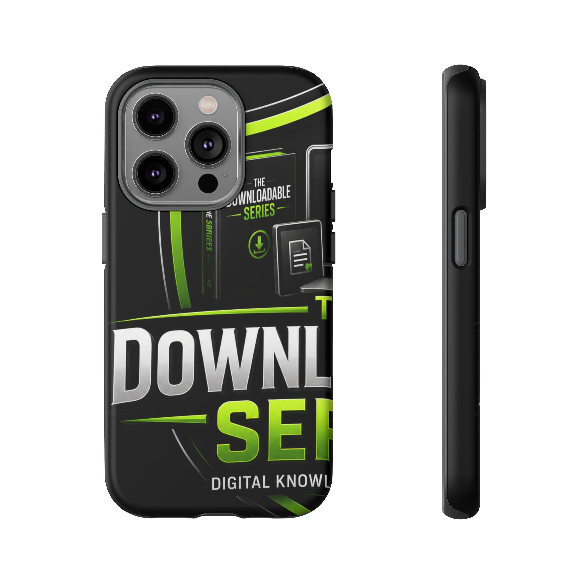 Downloadeable Series Tough Phone Case – Protective Black Graphic Cover