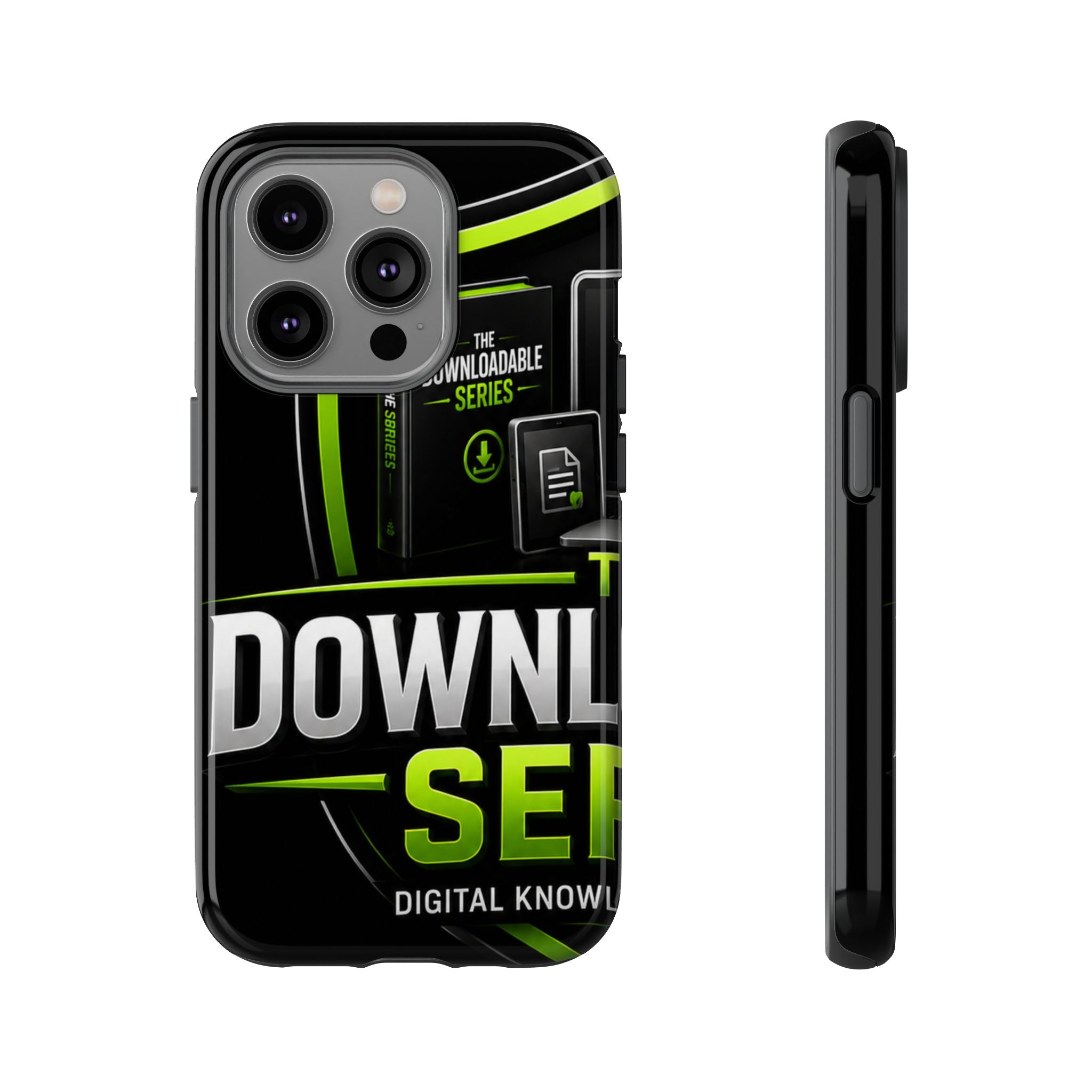 Downloadeable Series Tough Phone Case – Protective Black Graphic Cover