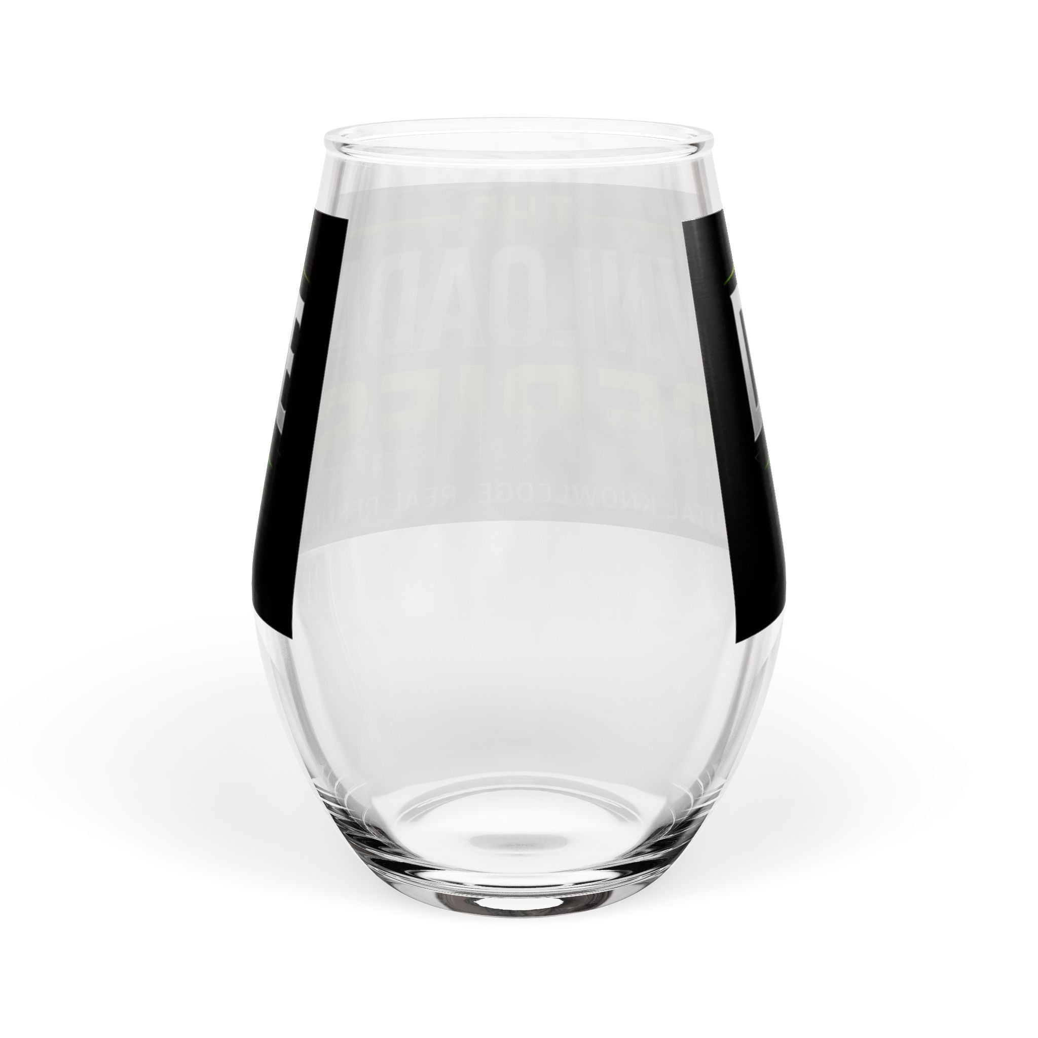 Stemless Wine Glass – 'Downloaded Series' Neon Logo Glass (11.75 oz)