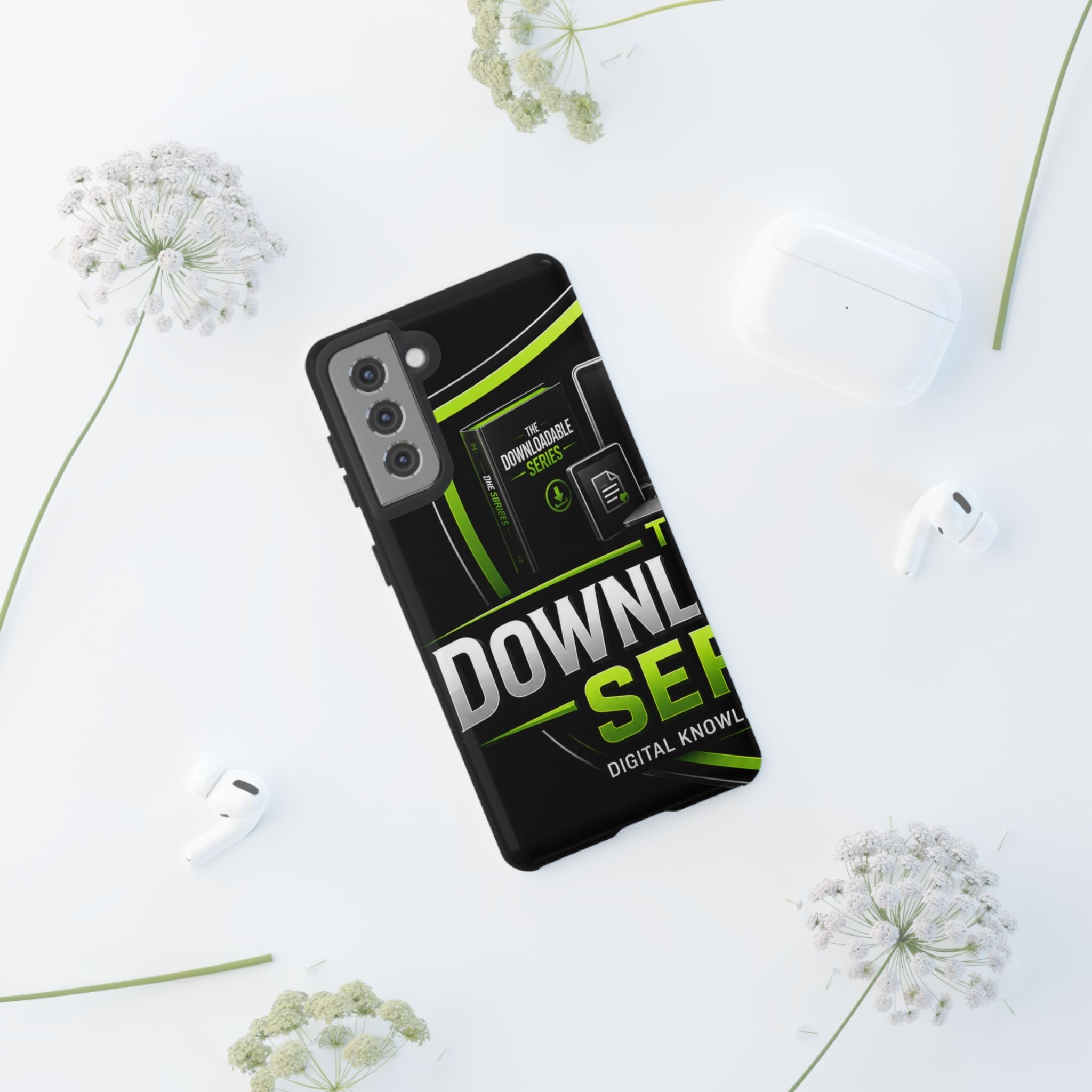 Downloadeable Series Tough Phone Case – Protective Black Graphic Cover
