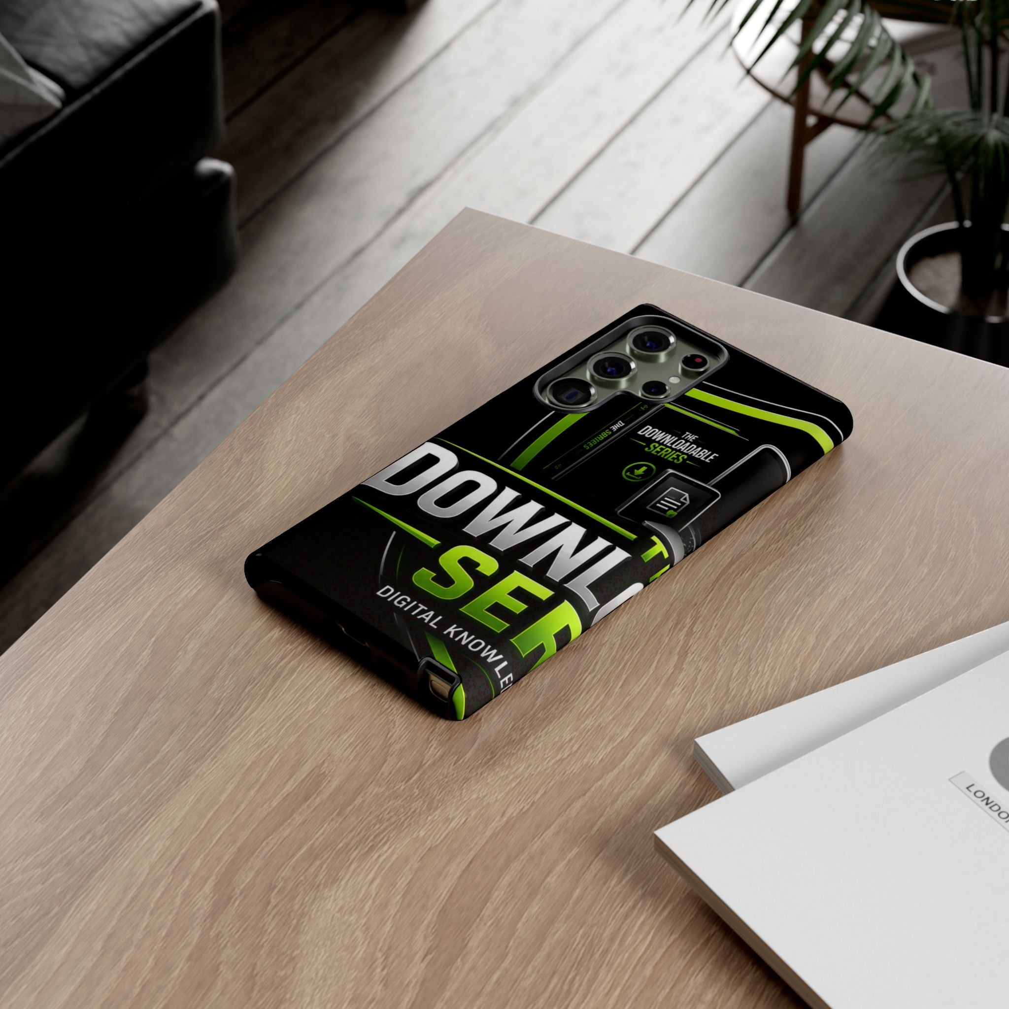 Downloadeable Series Tough Phone Case – Protective Black Graphic Cover