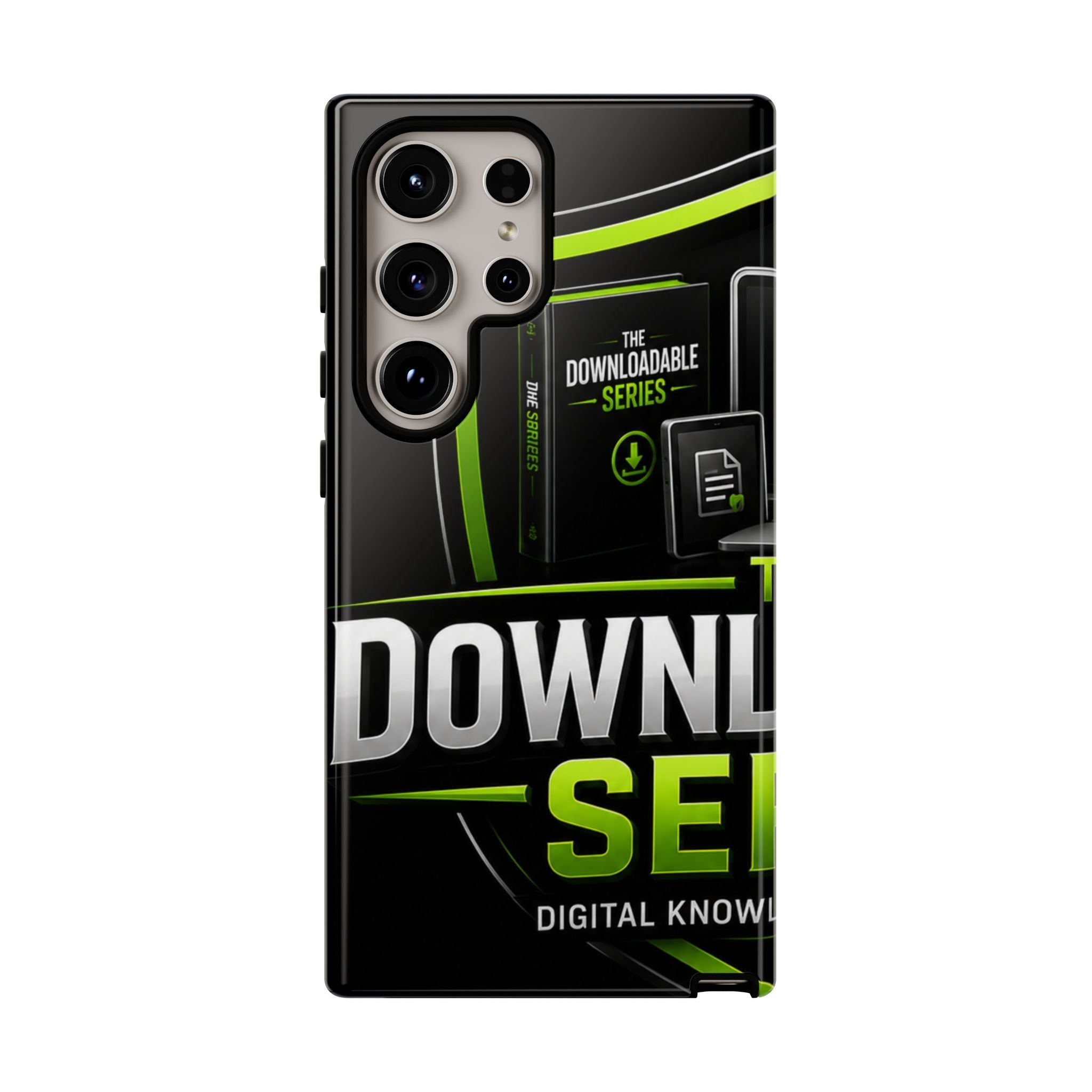 Downloadeable Series Tough Phone Case – Protective Black Graphic Cover