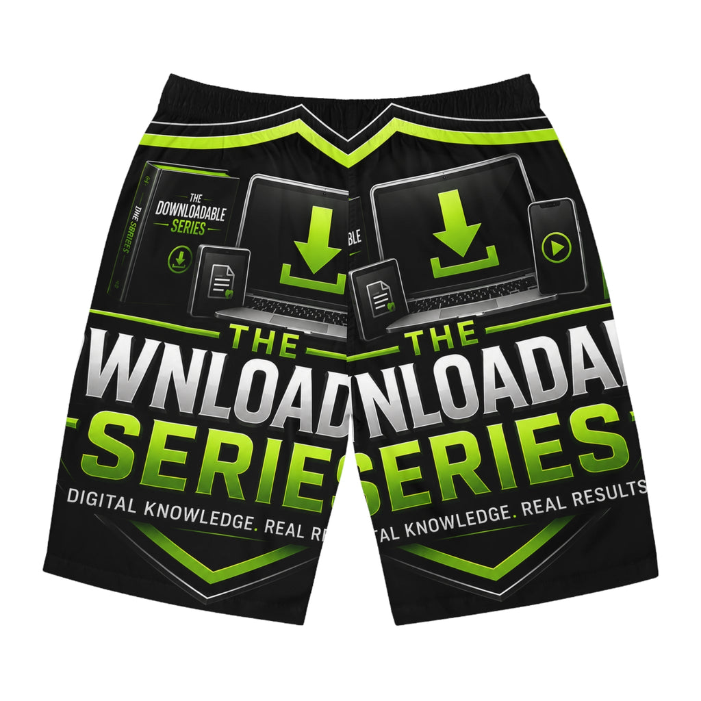 The Downloadable Series Men's Board Shorts — Graphic Surf Trunks for Digital Creators