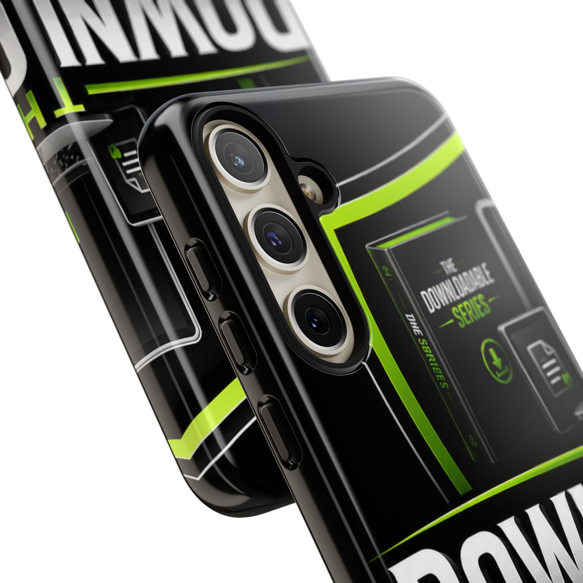 Downloadeable Series Tough Phone Case – Protective Black Graphic Cover
