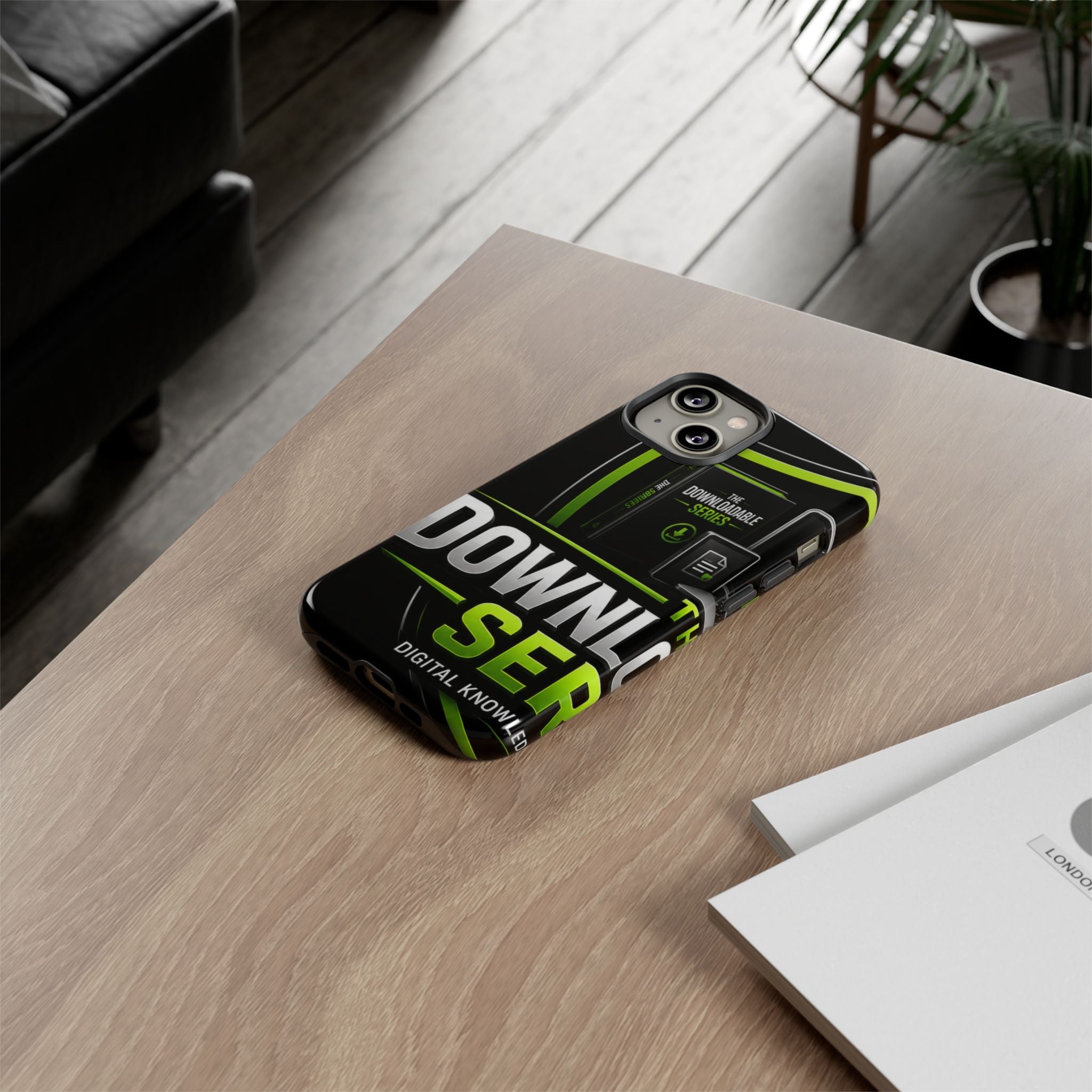 Downloadeable Series Tough Phone Case – Protective Black Graphic Cover
