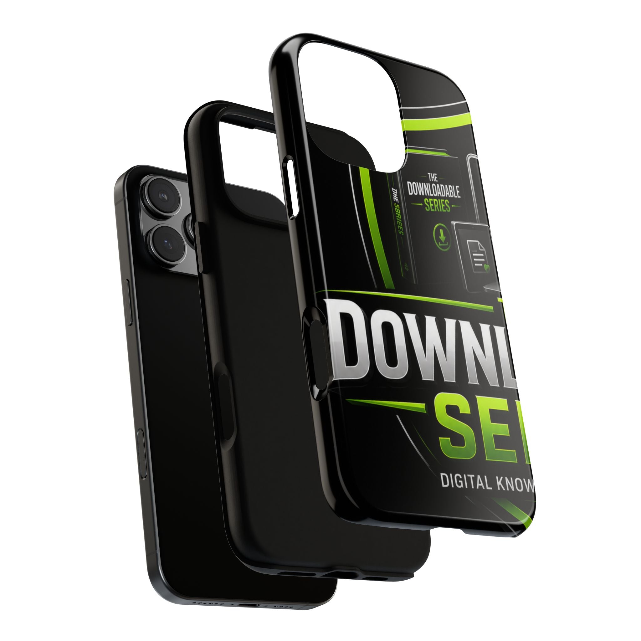 Downloadeable Series Tough Phone Case – Protective Black Graphic Cover