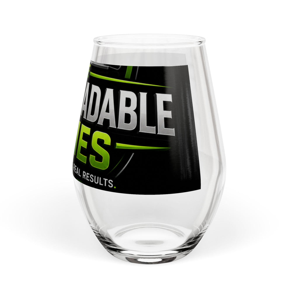Stemless Wine Glass – 'Downloaded Series' Neon Logo Glass (11.75 oz)