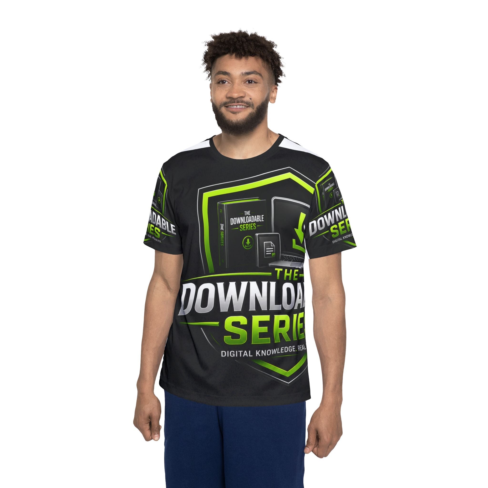 The Downloadable Series Sports Jersey — Black & Neon Green All-Over Print