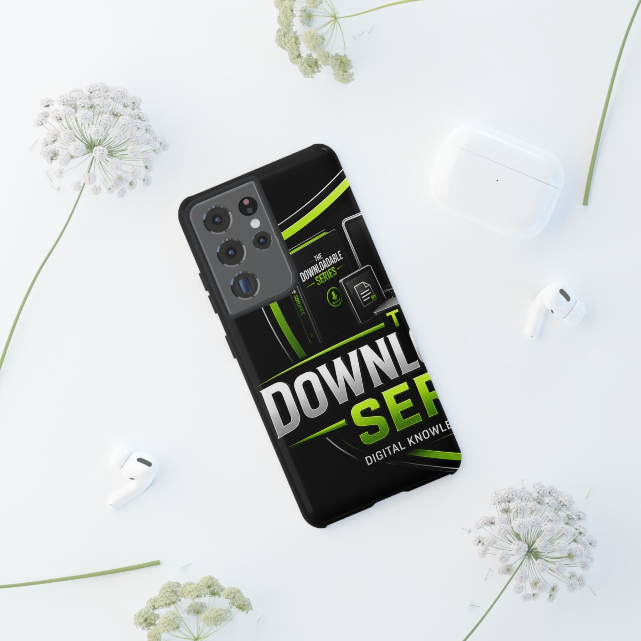 Downloadeable Series Tough Phone Case – Protective Black Graphic Cover