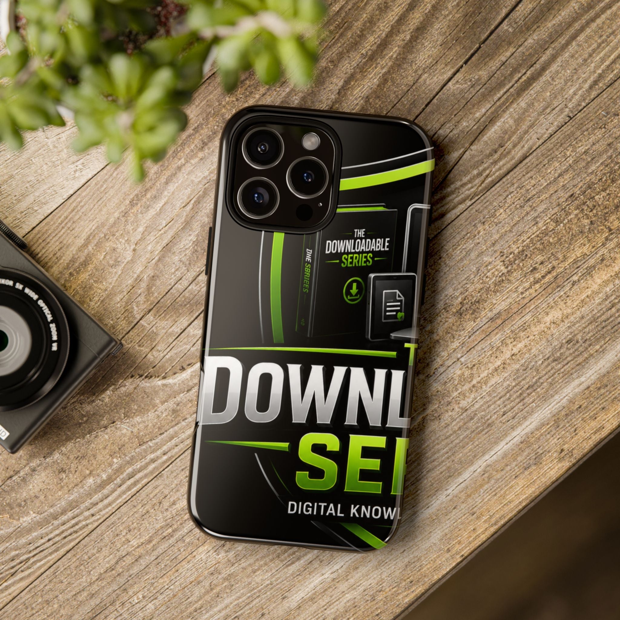 Downloadeable Series Tough Phone Case – Protective Black Graphic Cover