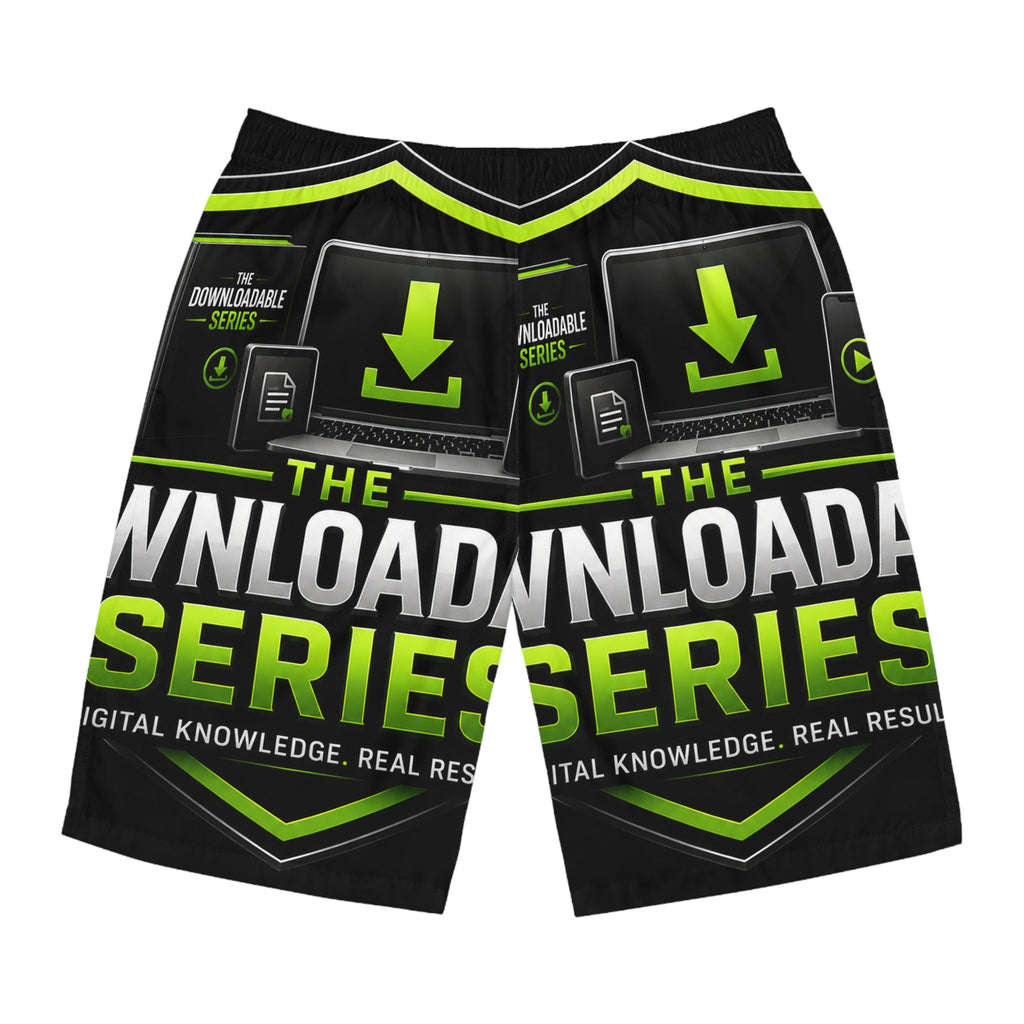 The Downloadable Series Men's Board Shorts — Graphic Surf Trunks for Digital Creators