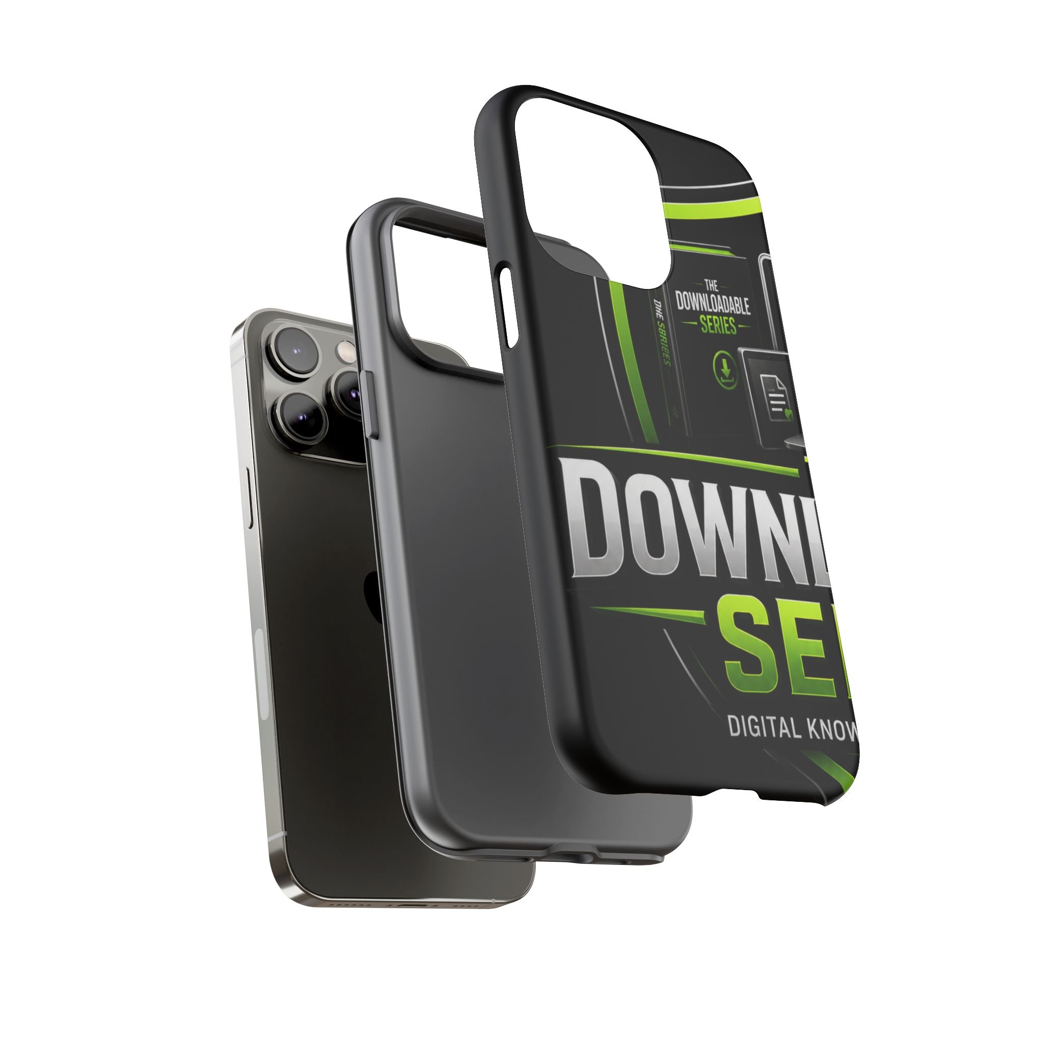 Downloadeable Series Tough Phone Case – Protective Black Graphic Cover