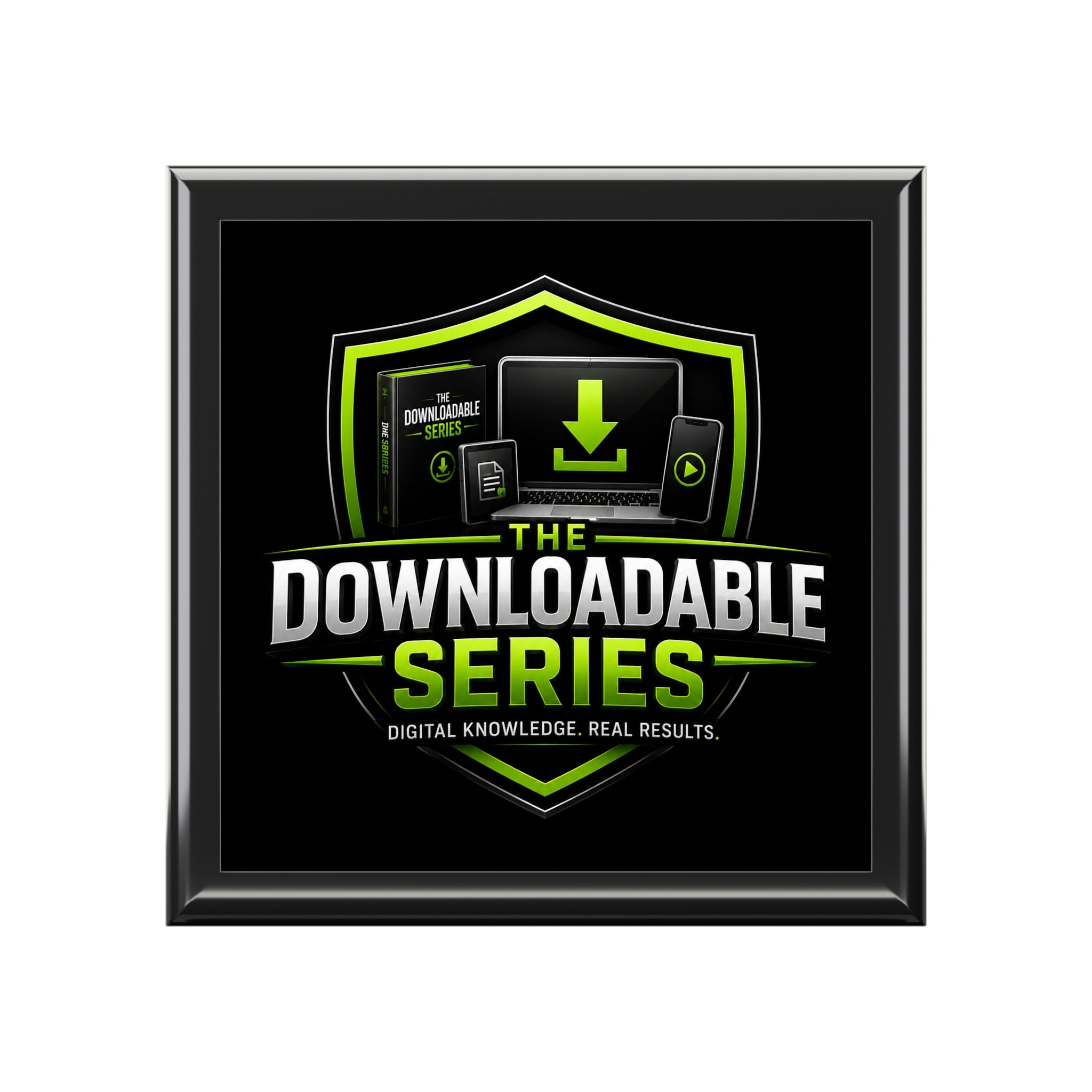 Downloadable Series Jewelry Box – Black Gloss Keepsake Chest with Green Logo
