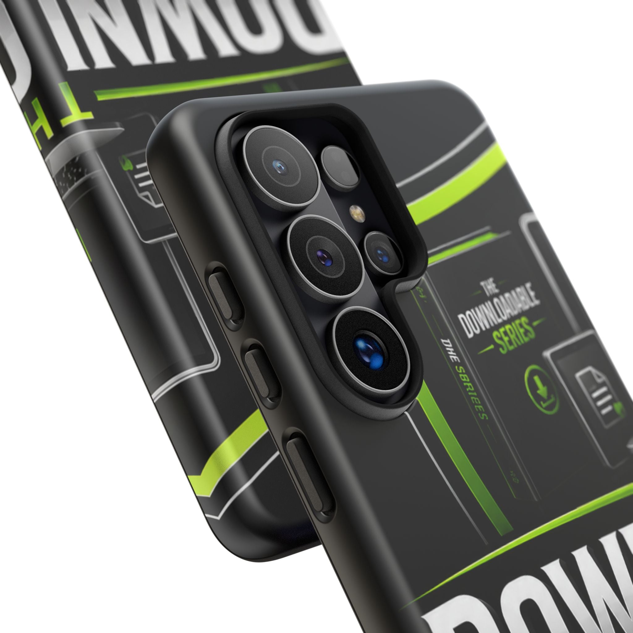 Downloadeable Series Tough Phone Case – Protective Black Graphic Cover