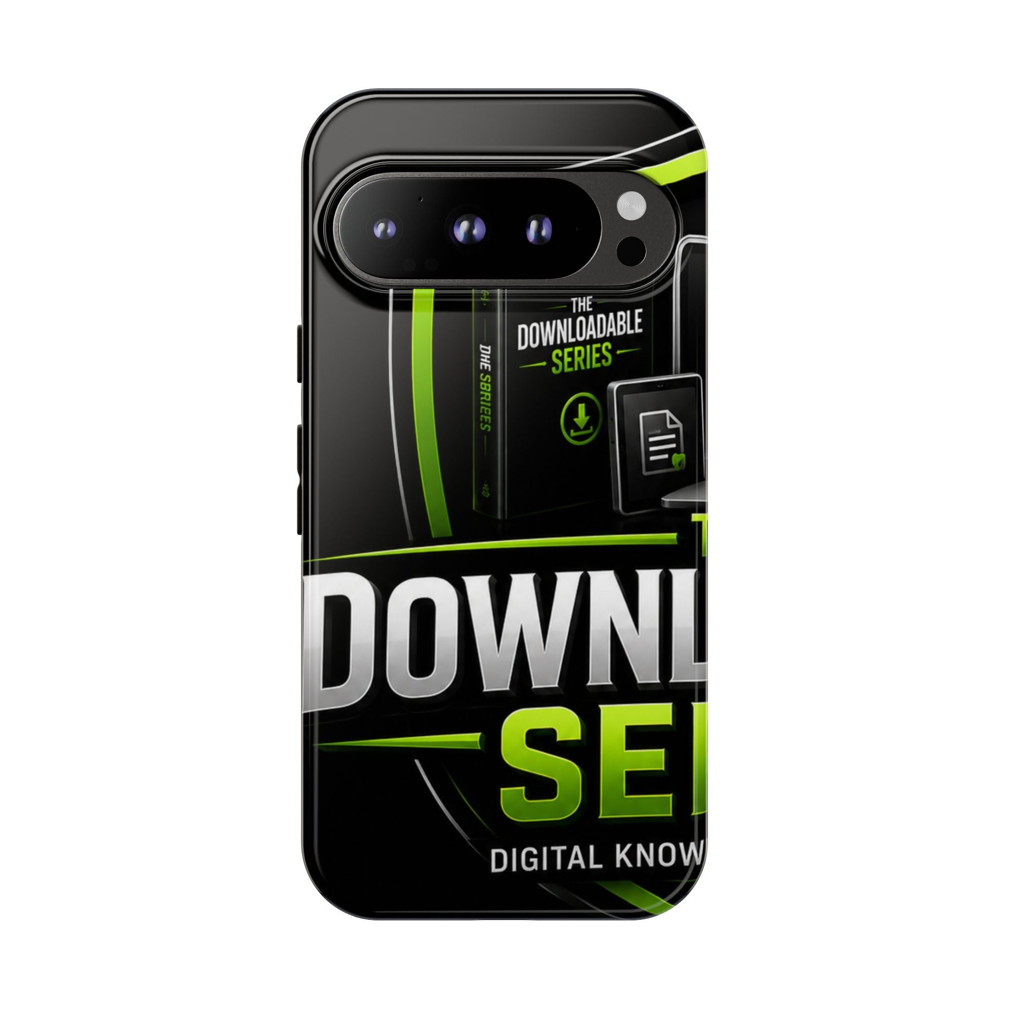 Downloadeable Series Tough Phone Case – Protective Black Graphic Cover