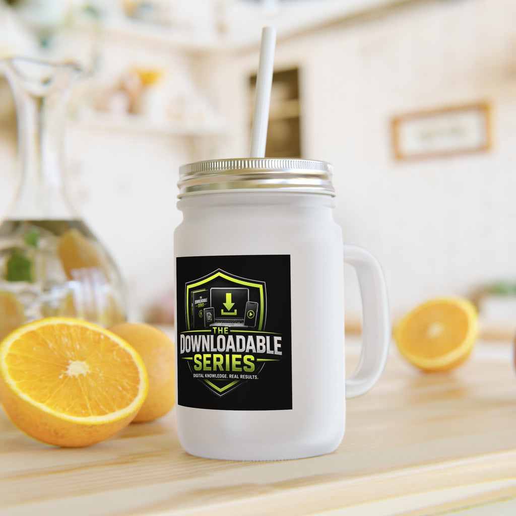 Downloadable Series Mason Jar Tumbler — Branded Drinkware with Straw